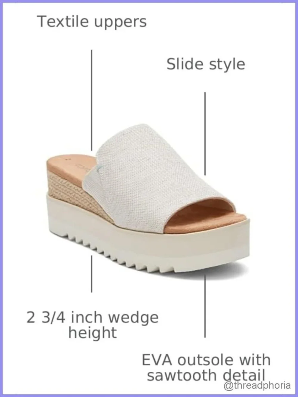 TOMS Women's Diana Mule Wedge Sandal - Textile Upper, Casual Slip-On